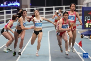 田徑——全國室內錦標賽：廣西隊奪得女子4X400米接力冠軍