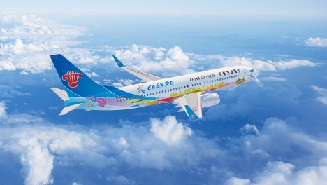 “中國—東盟博覽會號”彩繪飛機精彩亮相 首航南寧-曼谷航線