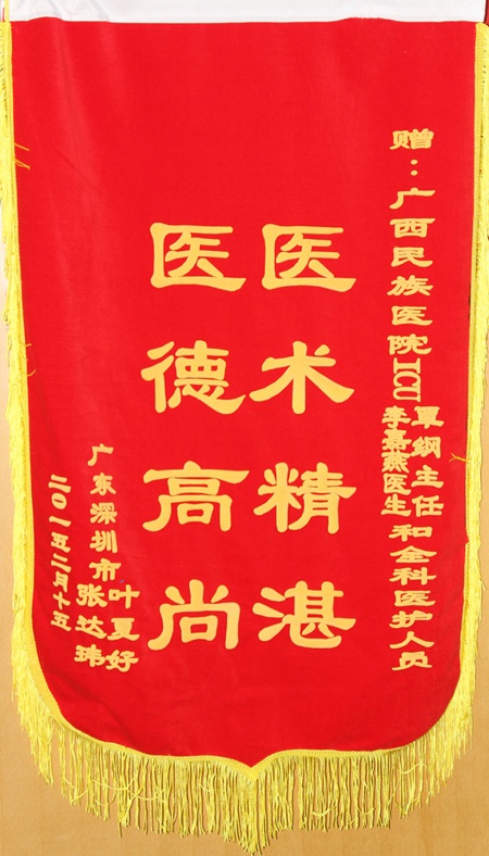 [弘揚(yáng)醫(yī)德之錦旗篇]我院ICU覃綱主任,、李嘉燕醫(yī)生和全科醫(yī)護(hù)人員獲贈(zèng)錦旗