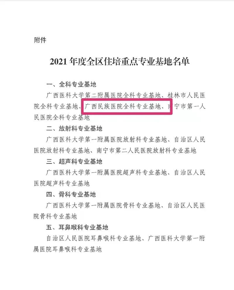 喜訊,！我院全科專業(yè)住培基地喜獲2021年度全區(qū)住院醫(yī)師規(guī)范化培訓(xùn)重點專業(yè)基地